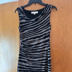 LOFT Black and Gray Zebra Print Dress - Petite Small